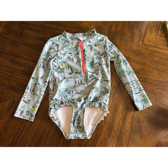 Carter's Just One You® Toddler Girls' Scenic One Piece Rash Guard - Green 3T - Picture 1 of 6